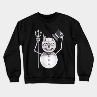 Snowman demon smiley drawing christmas skeleton. Crewneck Sweatshirt